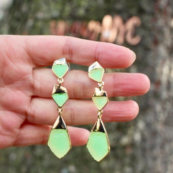 WowNYC Jewelry - New Trio Arrowhead Geometric Druzy Stone Earrings